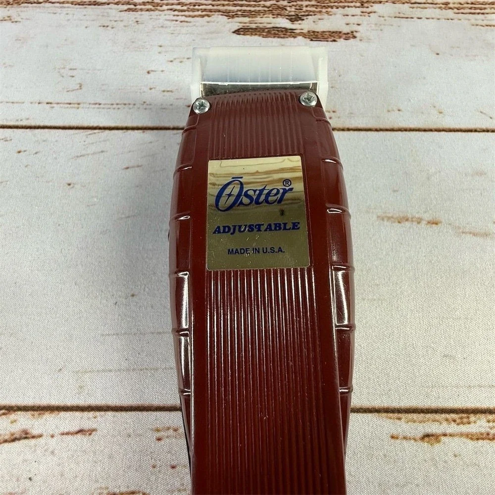 Authentic Oster Adjustable Blade Hair Clippers Retro Maroon Original USA